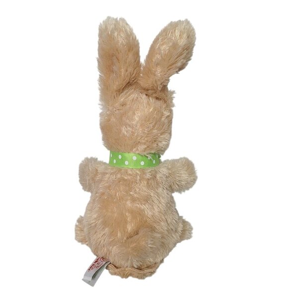 Cuddle Barn Animated Plush Dog Sings & Moves Ears Tan Green Polka Dot Bow 14" - Picture 3 of 7